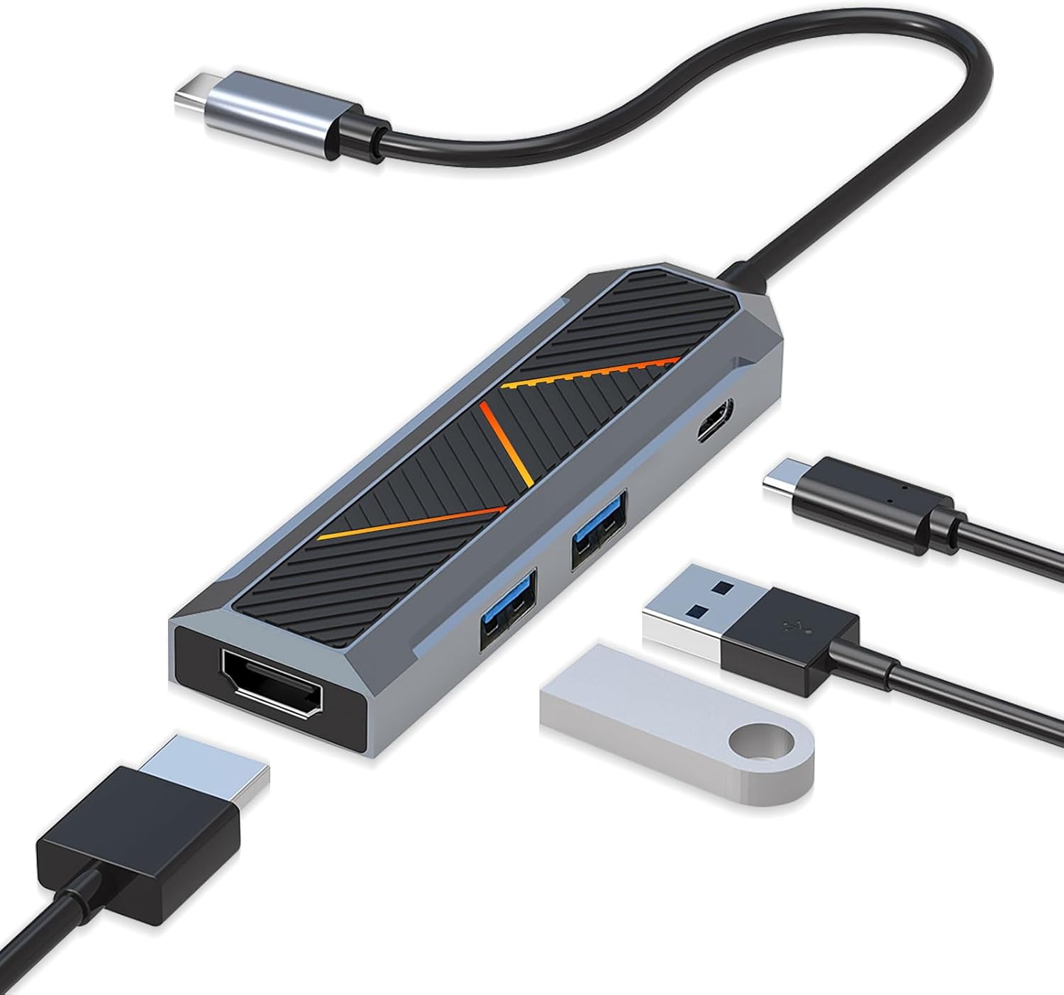 4-in-1 USB-C-keskitin 4K 60 Hz HDMI-jaottimella