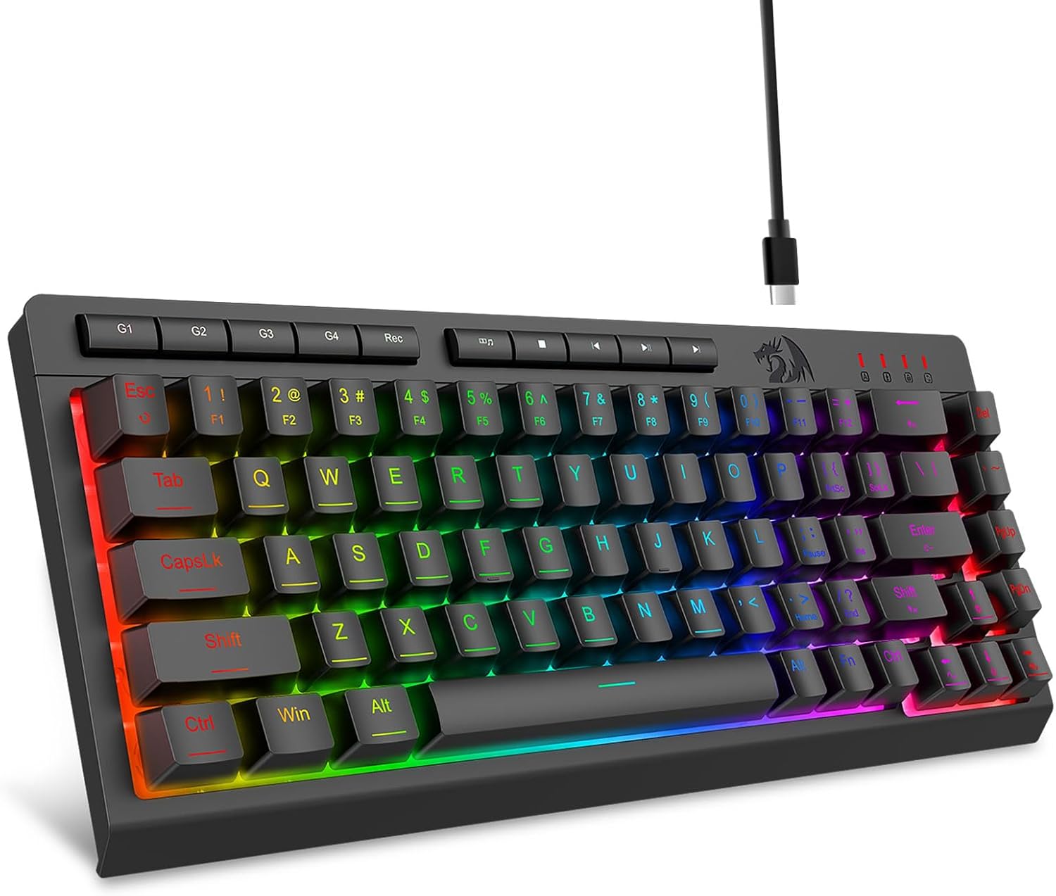 Musta K519 langallinen Gaming RGB taustavalaistu näppäimistö